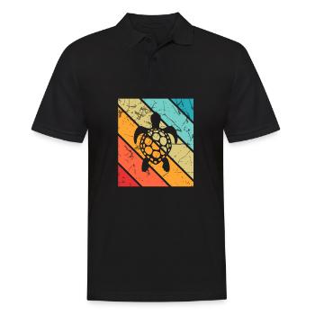 Turtle Retro Animal Sea Reptile Gift idea - Men's Polo Shirt - black - Front - Kai (181cm)