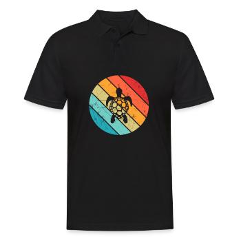 Turtle Retro Animal Sea Reptile Gift idea - Men's Polo Shirt - black - Front - Kai (181cm)