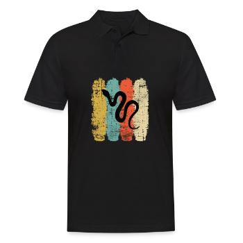 Snake Retro Reptile Python Gift idea - Männer Poloshirt - Schwarz - Vorne - Kai (181cm)