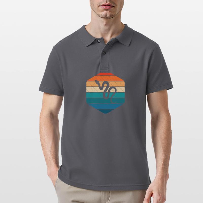 Snake Retro Reptile Python Idée cadeau Polo Homme