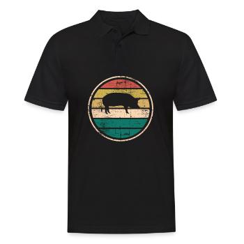 Pig Animal Retro Pet Farm Idée cadeau - Polo Homme - noir - Devant - Kai (181cm)