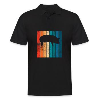 Pig Animal Retro Pet Farm Idée cadeau - Polo Homme - noir - Devant - Kai (181cm)
