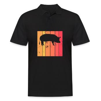 Pig Animal Retro Pet Farm Idée cadeau - Polo Homme - noir - Devant - Kai (181cm)