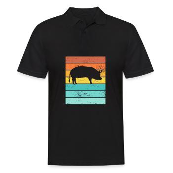Pig Animal Retro Pet Farm Idée cadeau - Polo Homme - noir - Devant - Kai (181cm)
