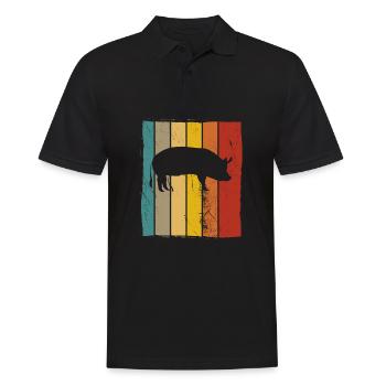 Pig Animal Retro Pet Farm Idée cadeau - Polo Homme - noir - Devant - Kai (181cm)