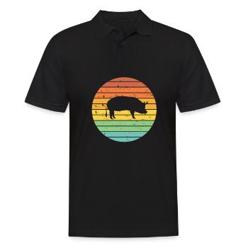 Pig Animal Retro Pet Farm Idée cadeau - Polo Homme - noir - Devant - Kai (181cm)