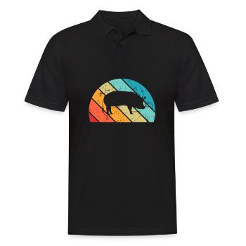 Pig Animal Retro Pet Farm Idée cadeau - Polo Homme - noir - Devant - Kai (181cm)