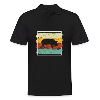 Pig Animal Retro Pet Farm Idée cadeau - Polo Homme - noir - Devant - Kai (181cm)