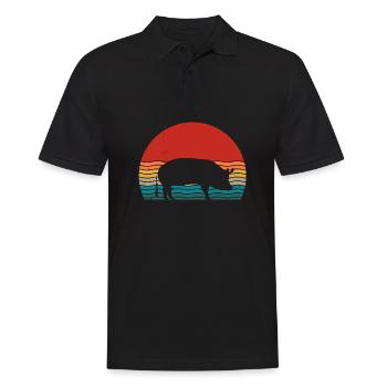 Pig Animal Retro Pet Farm Idée cadeau - Polo Homme - noir - Devant - Kai (181cm)
