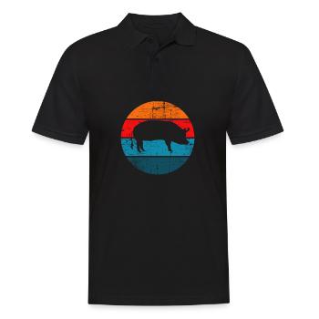 Pig Animal Retro Pet Farm Idée cadeau - Polo Homme - noir - Devant - Kai (181cm)