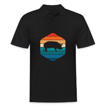 Pig Animal Retro Pet Farm Idée cadeau - Polo Homme - noir - Devant - Kai (181cm)