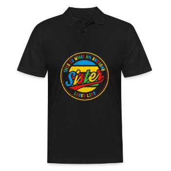 Beste Schwester Schwesterherz Retro Sis Geschenk - Männer Poloshirt - Schwarz - Vorne - Kai (181cm)
