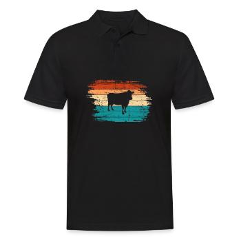 Kuh Retro Muh Landwirt Milch Bauernhof Geschenk - Männer Poloshirt - Schwarz - Vorne - Kai (181cm)