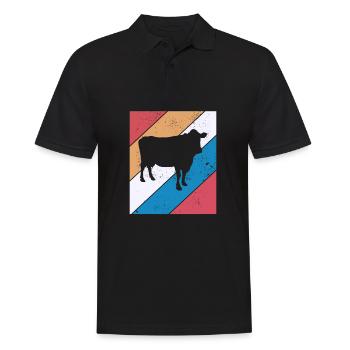 Kuh Retro Muh Landwirt Milch Bauernhof Geschenk - Männer Poloshirt - Schwarz - Vorne - Kai (181cm)