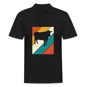 Kuh Retro Muh Landwirt Milch Bauernhof Geschenk - Männer Poloshirt - Schwarz - Vorne - Kai (181cm)