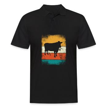 Cow Animal Farmer Moo Retro Farm Gift - Polo Homme - noir - Devant - Kai (181cm)