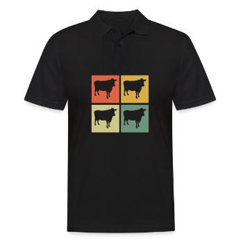 Kuh Tier Bauer Muh Retro Bauernhof Geschenk - Männer Poloshirt - Schwarz - Vorne - Kai (181cm)