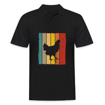 Huhn Hühner Hahn Bauer Retro Bauernhof Geschenk - Männer Poloshirt - Schwarz - Vorne - Kai (181cm)