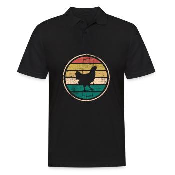 Hühner Retro Hahn Bauer Retro Bauernhof Geschenk - Männer Poloshirt - Schwarz - Vorne - Kai (181cm)