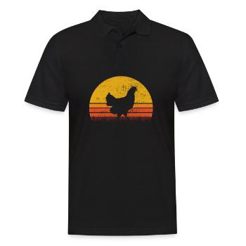 Huhn Hühner Hahn Bauer Retro Bauernhof Geschenk - Männer Poloshirt - Schwarz - Vorne - Kai (181cm)