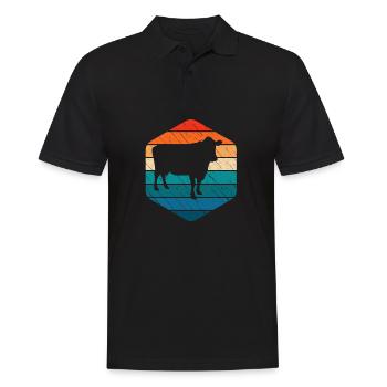Kuh Retro Muh Landwirt Milch Bauernhof Geschenk - Männer Poloshirt - Schwarz - Vorne - Kai (181cm)