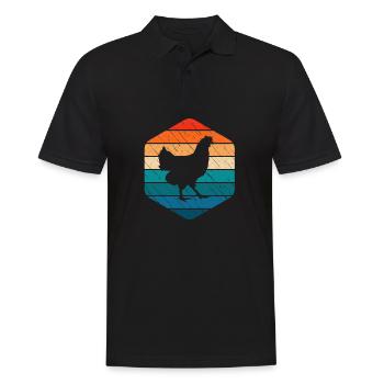 Hahn Huhn Hühner Bauer Retro Bauernhof Geschenk - Männer Poloshirt - Schwarz - Vorne - Kai (181cm)