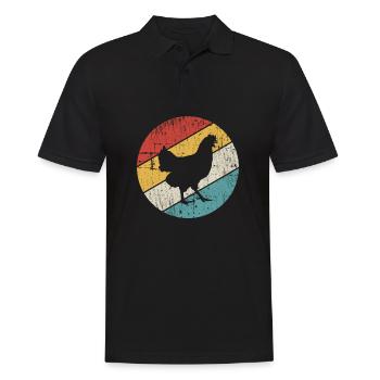 Huhn Hühner Hahn Bauer Retro Bauernhof Geschenk - Männer Poloshirt - Schwarz - Vorne - Kai (181cm)