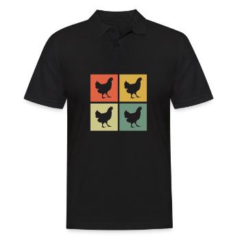 Huhn Hühner Hahn Bauer Retro Bauernhof Geschenk - Männer Poloshirt - Schwarz - Vorne - Kai (181cm)