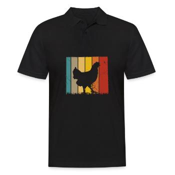 Huhn Hühner Hahn Bauer Retro Bauernhof Geschenk - Männer Poloshirt - Schwarz - Vorne - Kai (181cm)