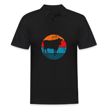 Kuh Retro Muh Landwirt Milch Bauernhof Geschenk - Männer Poloshirt - Schwarz - Vorne - Kai (181cm)