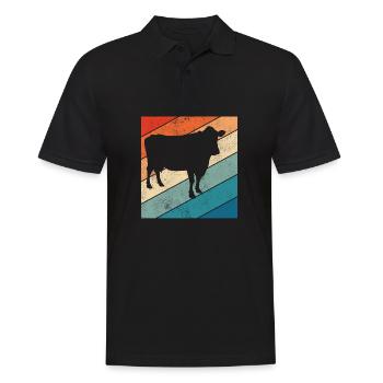 Kuh Retro Muh Landwirt Milch Bauernhof Geschenk - Männer Poloshirt - Schwarz - Vorne - Kai (181cm)