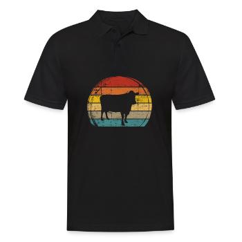 Kuh Retro Muh Landwirt Milch Bauernhof Geschenk - Männer Poloshirt - Schwarz - Vorne - Kai (181cm)