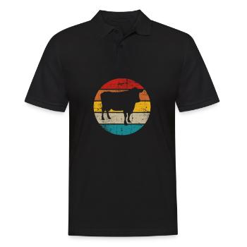 Kuh Retro Muh Landwirt Milch Bauernhof Geschenk - Männer Poloshirt - Schwarz - Vorne - Kai (181cm)