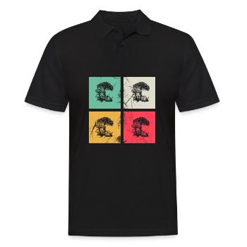 Mushroom Mushrooms Boletus Toadstool Retro Gift - Men's Polo Shirt - black - Front - Kai (181cm)