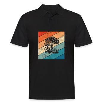 Mushroom Mushrooms Boletus Toadstool Retro Gift - Men's Polo Shirt - black - Front - Kai (181cm)