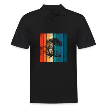 Mushroom Mushrooms Boletus Toadstool Retro Gift - Men's Polo Shirt - black - Front - Kai (181cm)