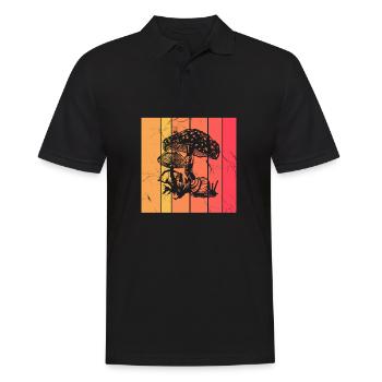 Mushroom Mushrooms Boletus Toadstool Retro Gift - Men's Polo Shirt - black - Front - Kai (181cm)