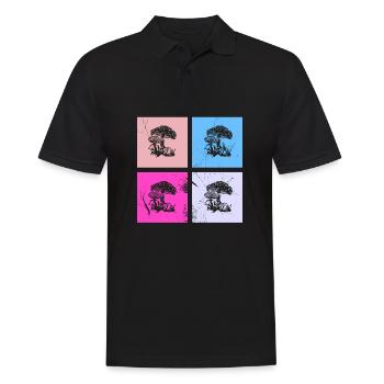 Mushroom Mushrooms Boletus Toadstool Retro Gift - Men's Polo Shirt - black - Front - Kai (181cm)