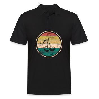 Cherry Fruit Retro Round Fruits Rouge Cadeau - Polo Homme - noir - Devant - Kai (181cm)