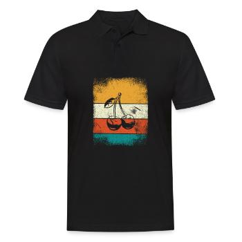 Cherry Retro Fruit Summer Fruits Red Gift - Men's Polo Shirt - black - Front - Kai (181cm)