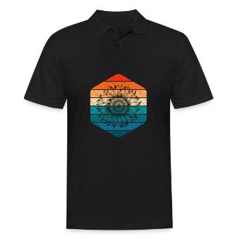 Sonnenblume Retro Geschenk - Männer Poloshirt - Schwarz - Vorne - Kai (181cm)