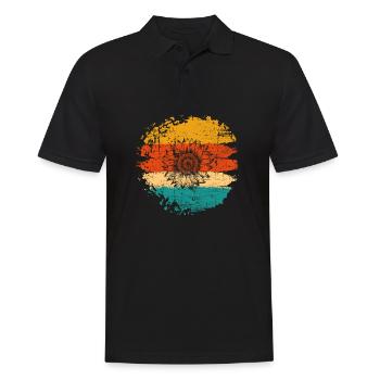 Sonnenblume Blume Retro Geschenk - Männer Poloshirt - Schwarz - Vorne - Kai (181cm)