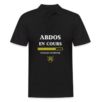 t shirt abdos en cours humour musculation homme - Polo Homme - noir - Devant - Kai (181cm)