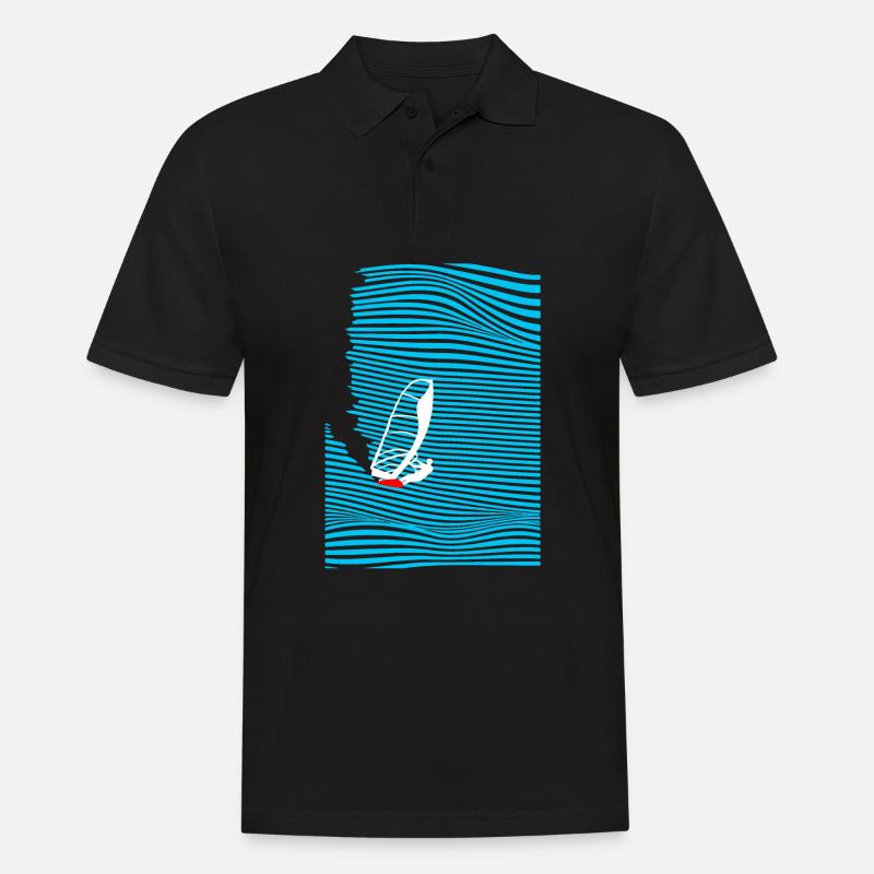 Windsurfer Windsurfen Welle - Männer Poloshirt - Schwarz