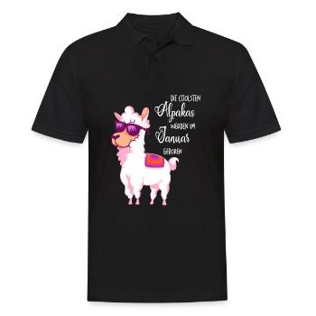 Die coolsten Alpakas werden im Januar geboren - Männer Poloshirt - Schwarz - Vorne - Kai (181cm)