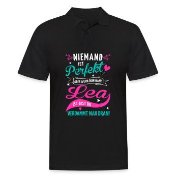 Niemand ist perfekt aber wenn dein Name Lea ist - Männer Poloshirt - Schwarz - Vorne - Kai (181cm)