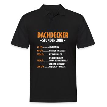 Dachdecker Stundenlohn - Männer Poloshirt - Schwarz - Vorne - Kai (181cm)
