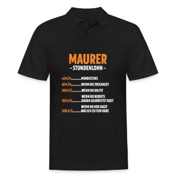 Maurer Stundenlohn - Männer Poloshirt - Schwarz - Vorne - Kai (181cm)