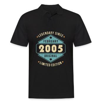 Février 2005 Vintage Retro Anniversaire - Polo Homme - noir - Devant - Kai (181cm)