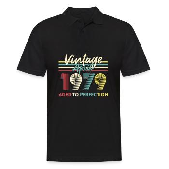 Vintage April 1979 Aged To Perfection - Men's Polo Shirt - black - Front - Kai (181cm)